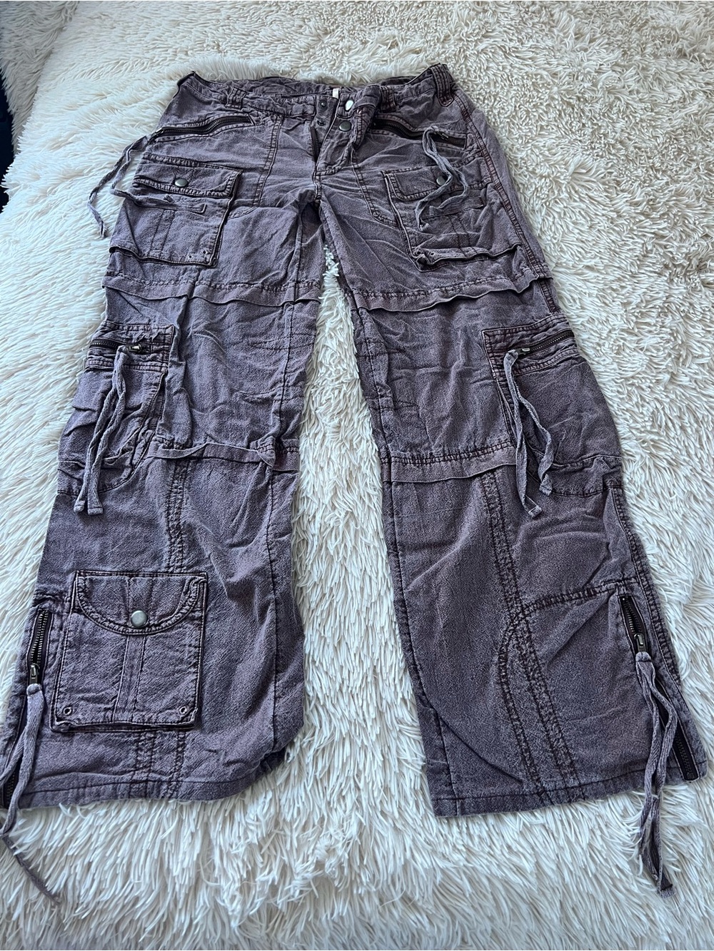 Free People Wide Leg Cargo Pants in Dusty Brown